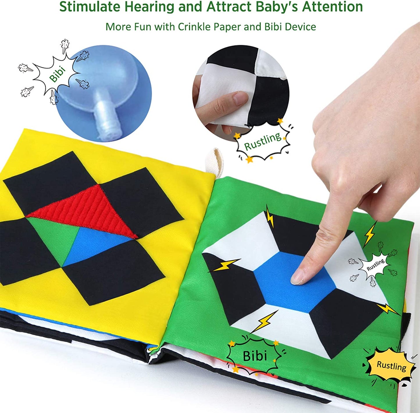 High Contrast Black and White Sensory Baby Book - Interactive Touch and Feel Crinkle Toy for Infants Aged 0-12 Months - Ideal Gift for Newborn Boys and Girls