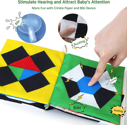 High Contrast Black and White Sensory Baby Book - Interactive Touch and Feel Crinkle Toy for Infants Aged 0-12 Months - Ideal Gift for Newborn Boys and Girls
