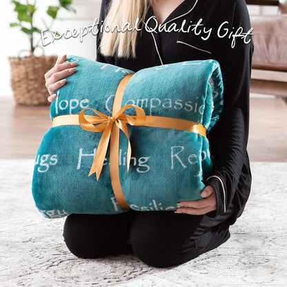 Premium Healing Blanket for Comfort and Support - Ideal Gift for Cancer, Chemo, and Surgery Recovery - Twin Size in Teal