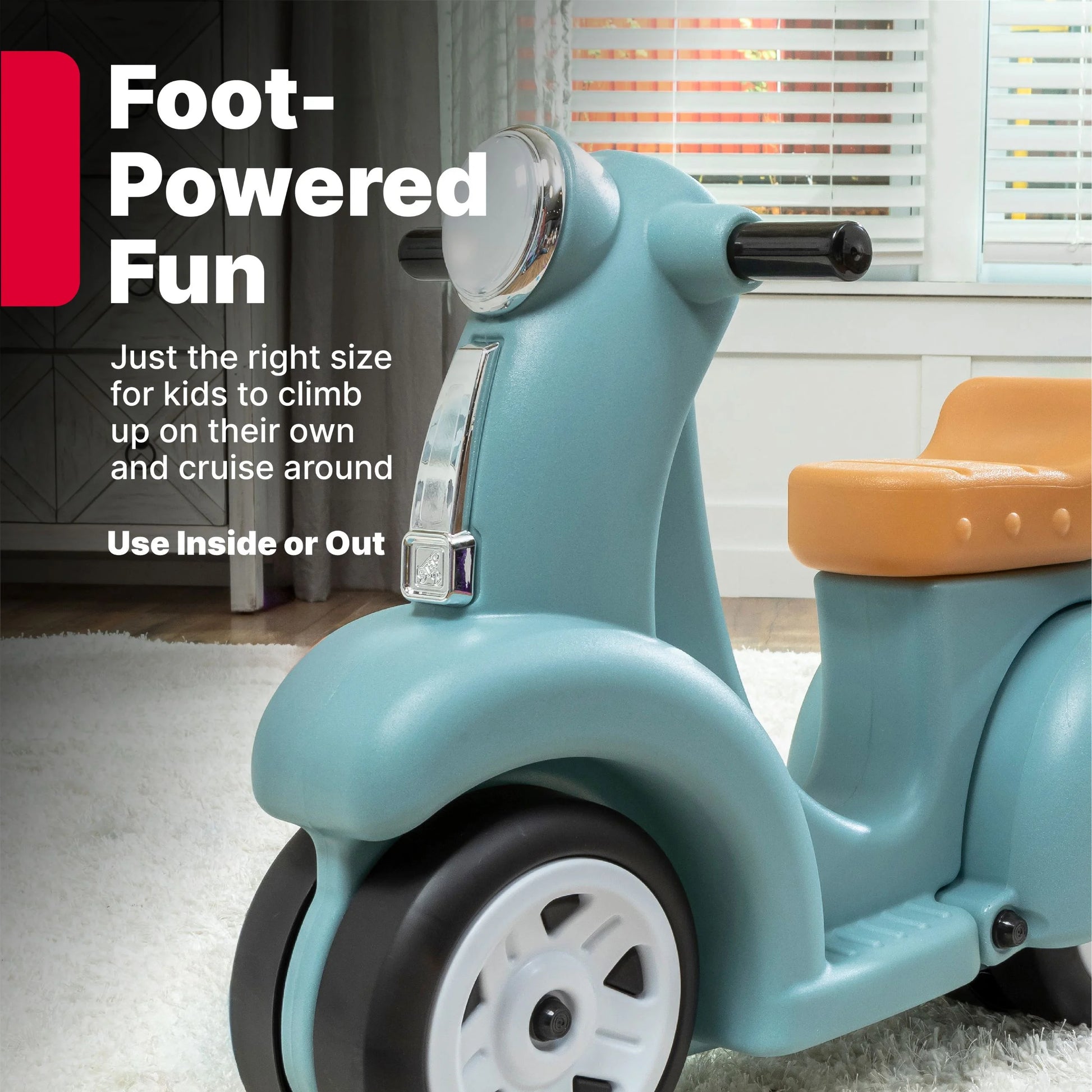 Ride along Aqua Scooter Plastic Toddler Foot-To-Floor Riding Toy for Ages 18M-4Y