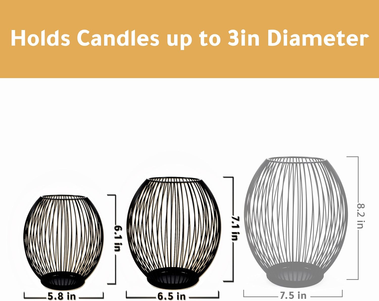 Outdoor Decorative Candle Holder Set - Black Wire Hurricane Holders for Pillar Candles - Elegant Centerpiece for Tables