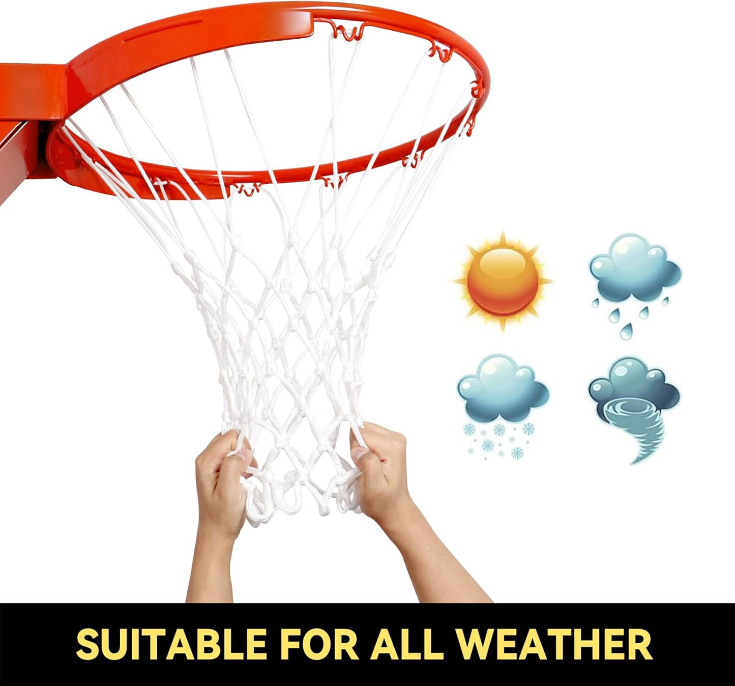 Premium Quality Professional Heavy Duty Basketball Net Replacement - All Weather anti Whip,Fits Standard Indoor or Outdoor 12 Loops Rims12 Loops