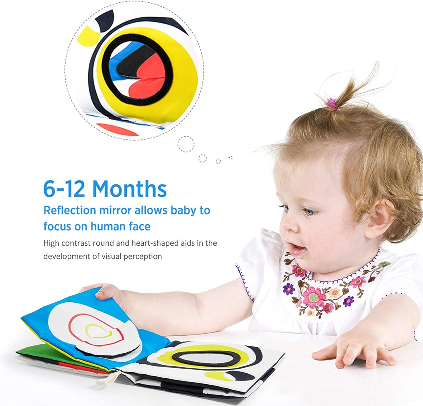 High Contrast Black and White Sensory Baby Book - Interactive Touch and Feel Crinkle Toy for Infants Aged 0-12 Months - Ideal Gift for Newborn Boys and Girls