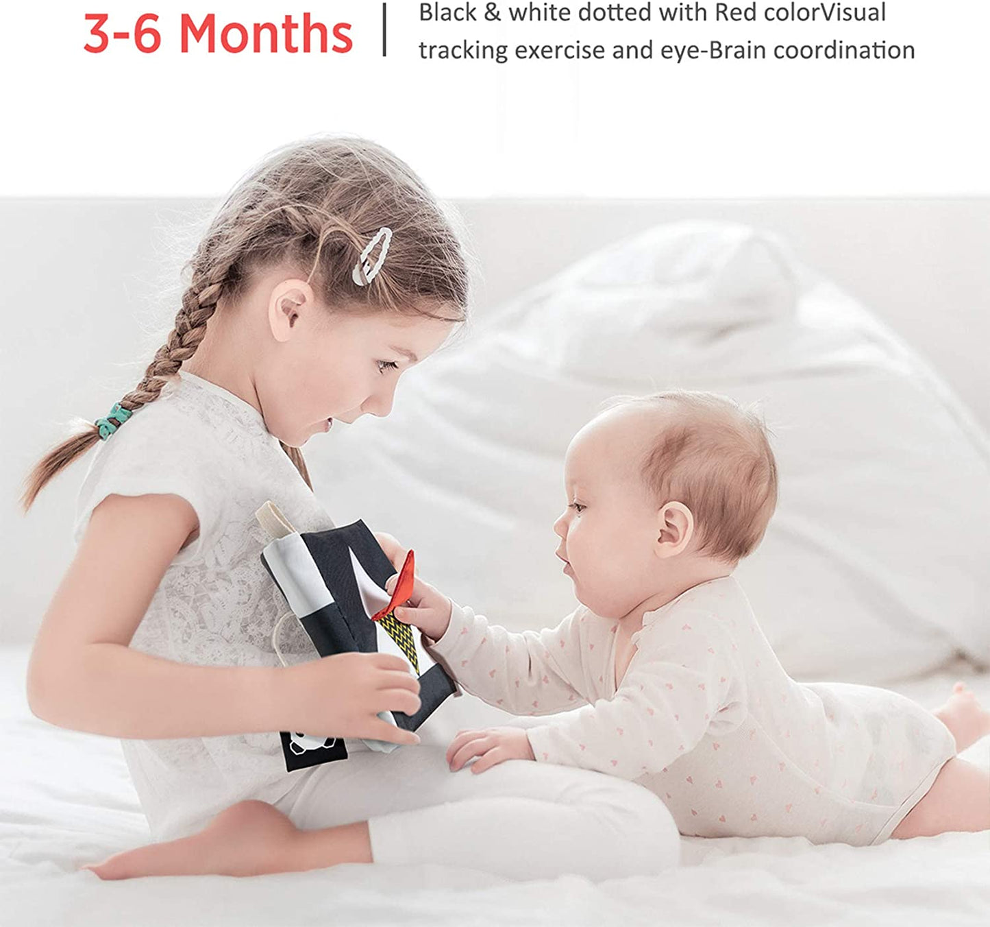 High Contrast Black and White Sensory Baby Book - Interactive Touch and Feel Crinkle Toy for Infants Aged 0-12 Months - Ideal Gift for Newborn Boys and Girls
